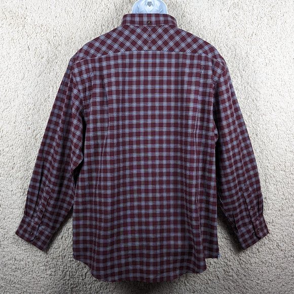 IZOD* Men's Long Sleeve Button Down Curved Hem Chest Pocket Plaid Shirt~ Size XL - Picture 2 of 11